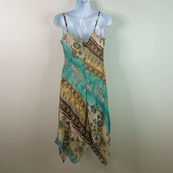 La Belle Teal and Cream Midi Dress - Picture 6 of 10